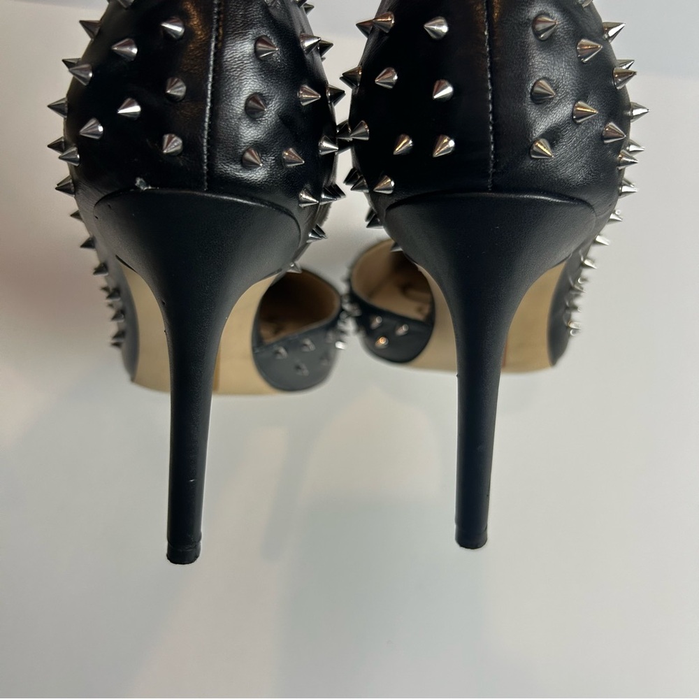 Sam Edelman Hadlee d'orsay pumps black leather with silver tone spike studs 11 - Picture 11 of 13